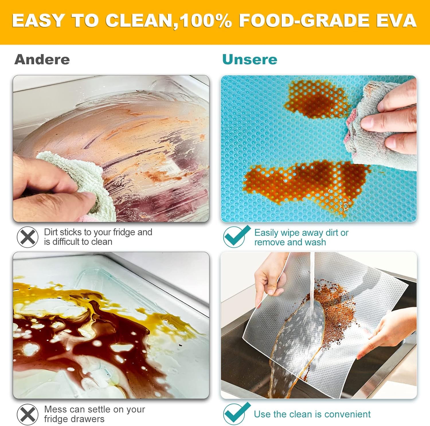 8 Pcs Refrigerator Liners,Washable Cuttable Refrigerator Liner Fits Any Refrigerator Size,Home Kitchen Gadgets Accessories for Non-Slip Waterproof Refrigerator Liner Drawer Table Mat Utensil Coaster