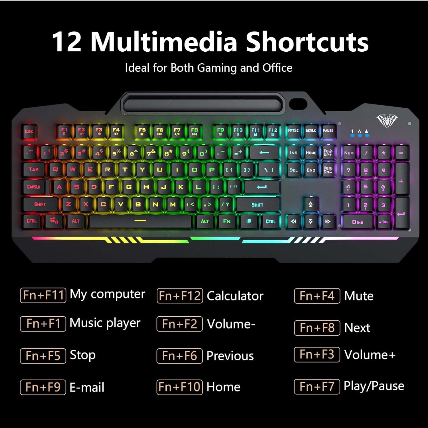 AULA Gaming Keyboard, 104 Keys Gaming Keyboard and Mouse Combo with RGB Backlit, All-Metal Panel, Anti-Ghosting, PC Gaming Keyboard and Mouse, Wired Keyboard Mouse for MAC Xbox PC Gamers