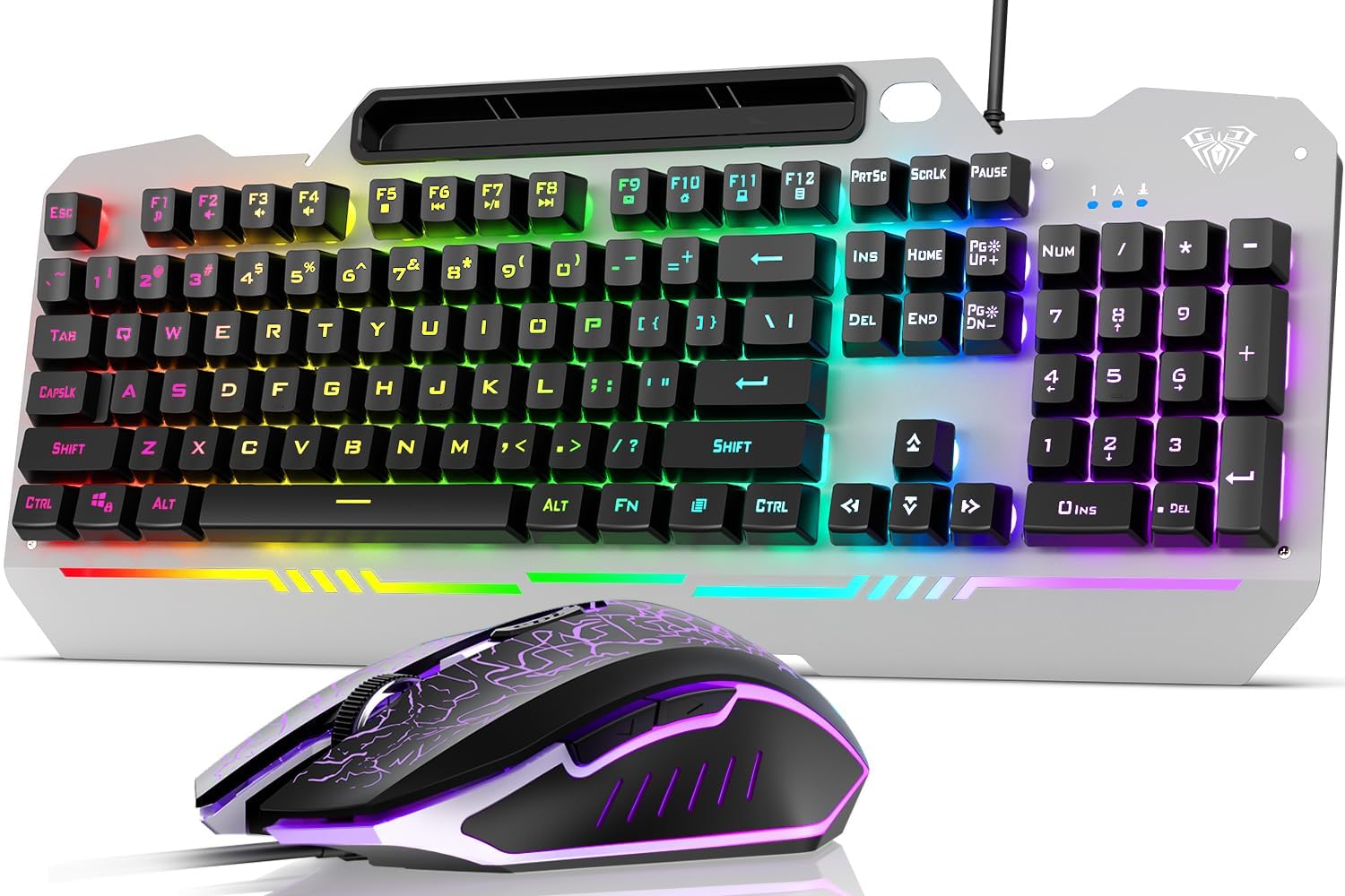 AULA Gaming Keyboard, 104 Keys Gaming Keyboard and Mouse Combo with RGB Backlit, All-Metal Panel, Anti-Ghosting, PC Gaming Keyboard and Mouse, Wired Keyboard Mouse for MAC Xbox PC Gamers