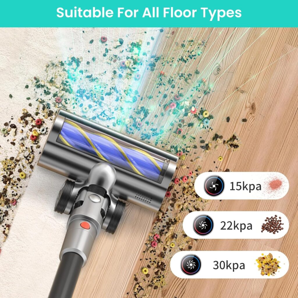 Belife BVC11 Cordless Vacuum Cleaner, 30Kpa 380W Brushless Stick Vacuum, Lightweight Vacuum for Home Hardwood Floor Carpet Pet Hair, Max 40mins Runtime, LED Touch Display