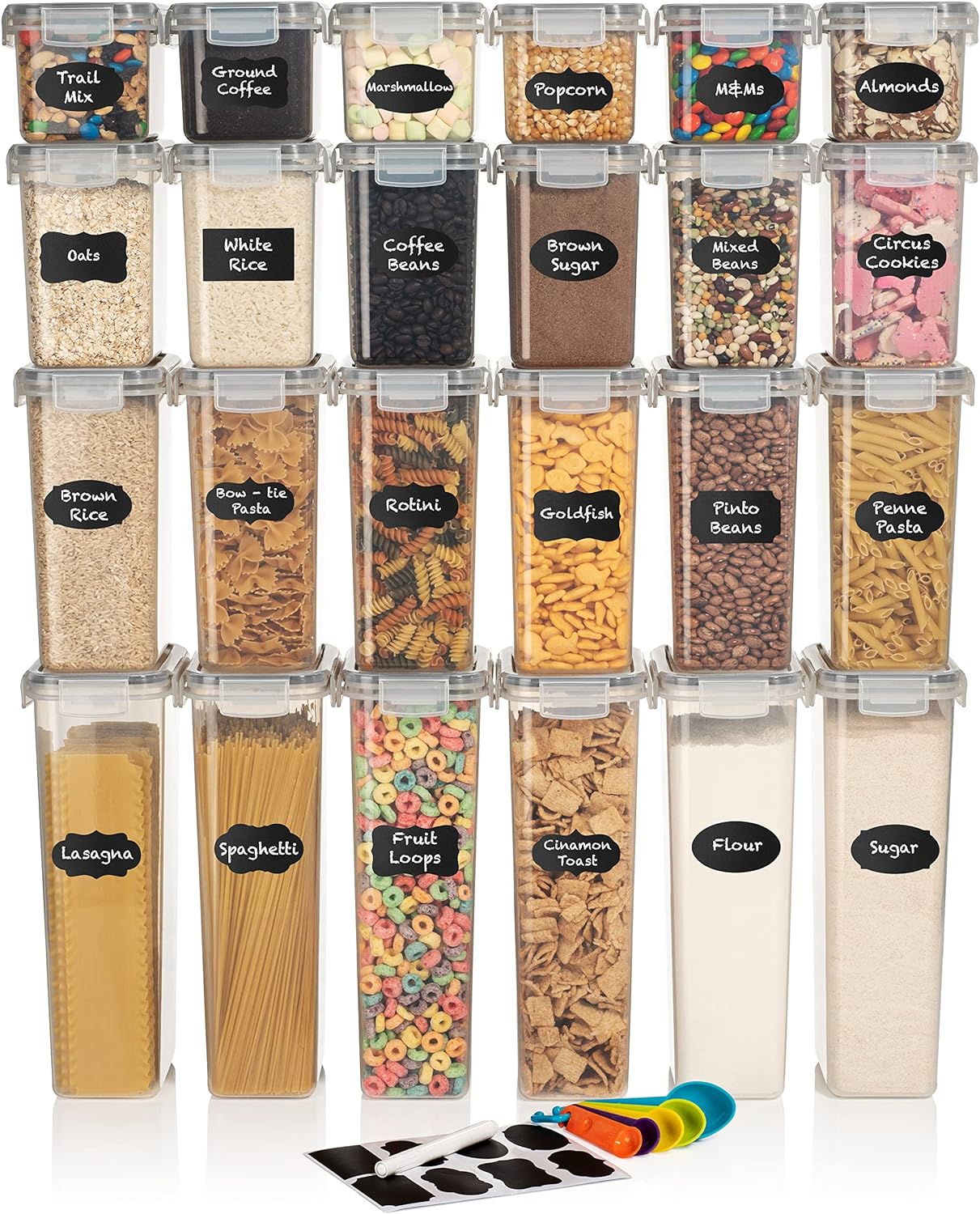 ClearSpace Airtight Food Storage Containers –14 Pack BPA Free Kitchen Organization Set for Pantry Organization and Storage with Durable Lids Ideal for Cereal, Flour  Sugar (Black)