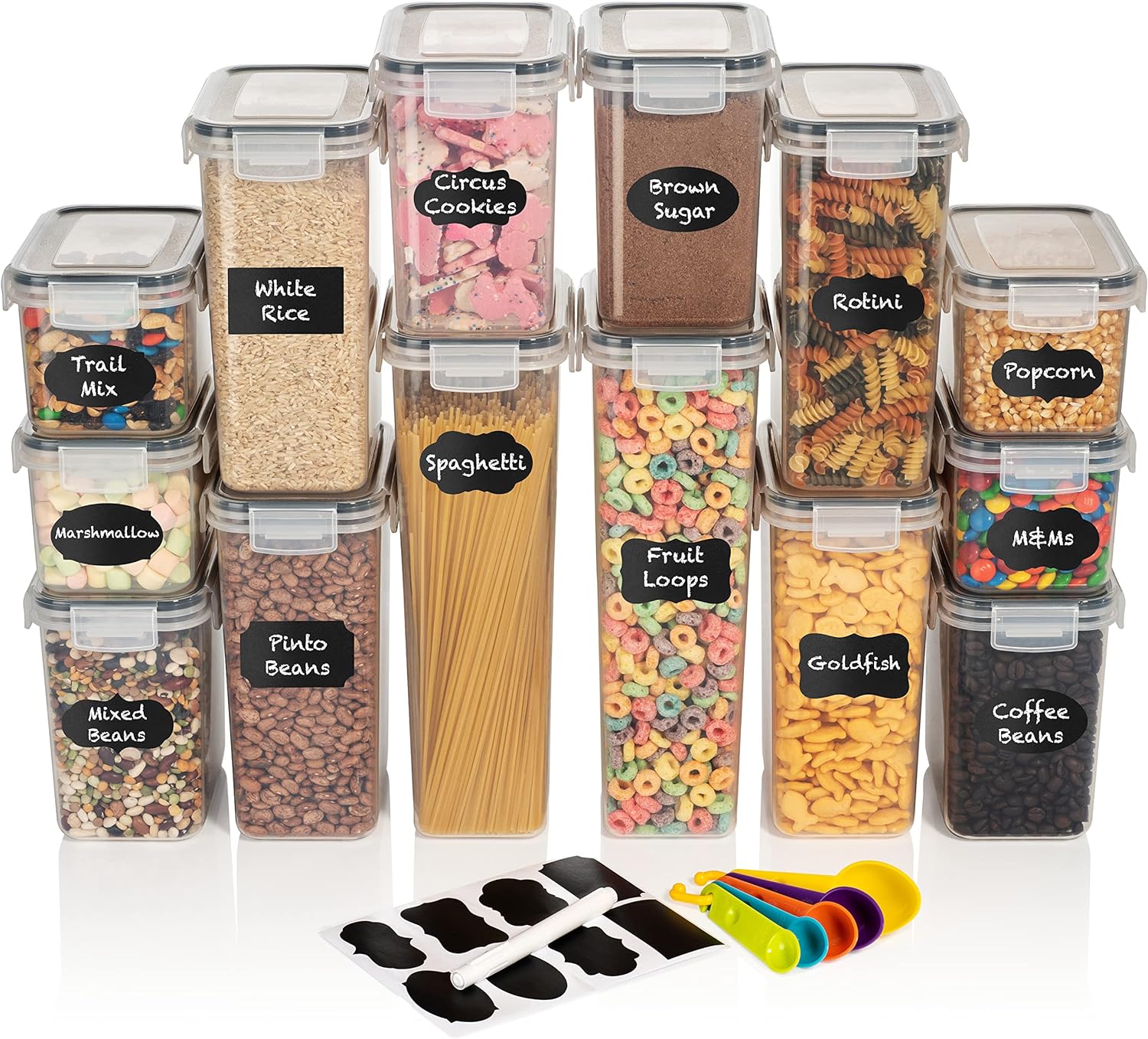 ClearSpace Airtight Food Storage Containers –14 Pack BPA Free Kitchen Organization Set for Pantry Organization and Storage with Durable Lids Ideal for Cereal, Flour  Sugar (Black)