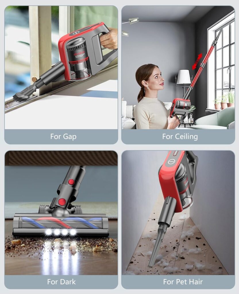 devalus Vacuum Cleaner for Home, Cordless Vacuum Cleaner with 23Kpa Powerful Suction and 2600mAh Powerful Lithium Batteries, 5 Stages High Efficiency Filtration, for Pet Hair, Carpet and Hard Floor