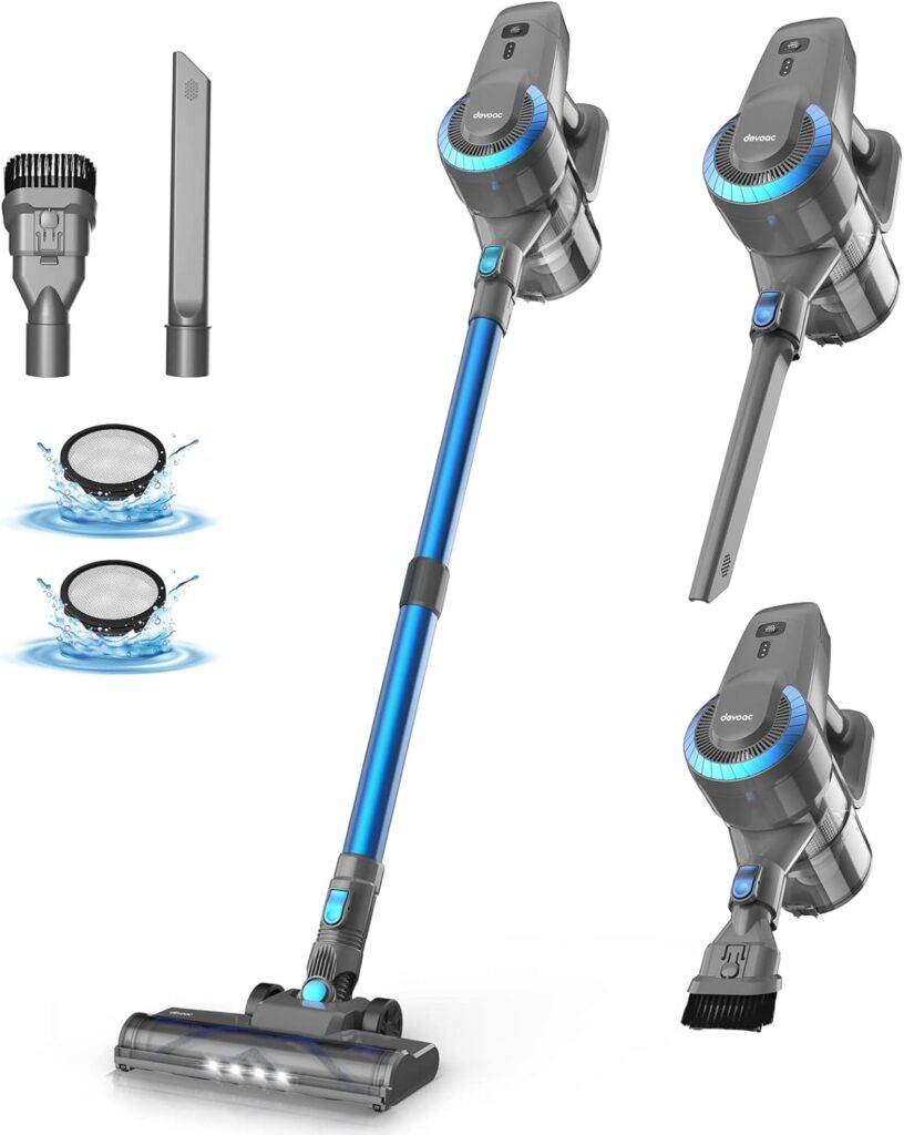 DEVOAC N300 Cordless Vacuum Cleaner, 6 in 1 Ultra-Lightweight Stick Vacuum, 2200mAh Battery Up to 40mins Runtime, Powerful Handheld Vacuum for Hard Floor Carpet Pet Hair Home