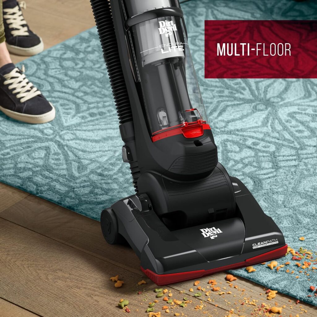 Dirt Devil Endura Lite Bagless Vacuum Cleaner, Small Upright for Carpet and Hard Floor, Lightweight, UD20121PC, Red