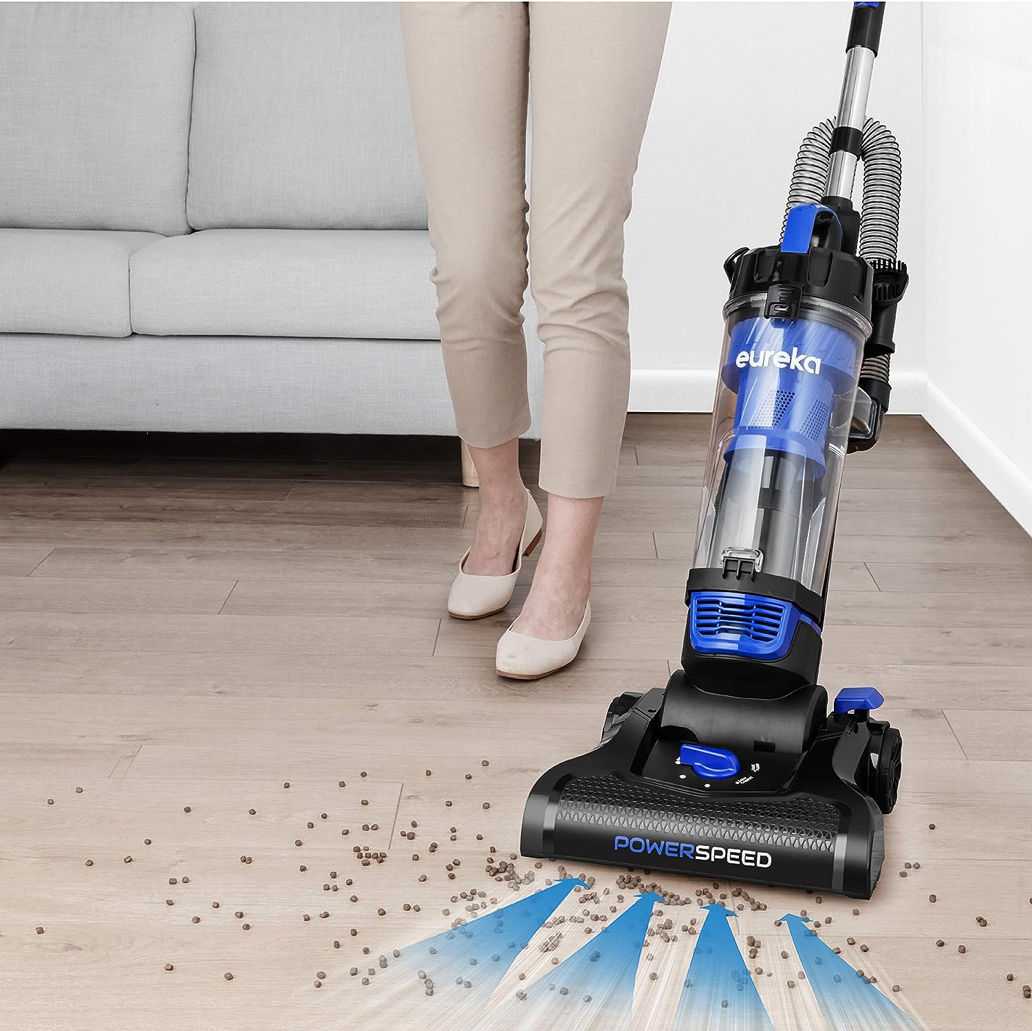 Eureka Lightweight Powerful Upright Vacuum Cleaner for Carpet and Hard Floor, PowerSpeed, New Model,Blue,black/New Model