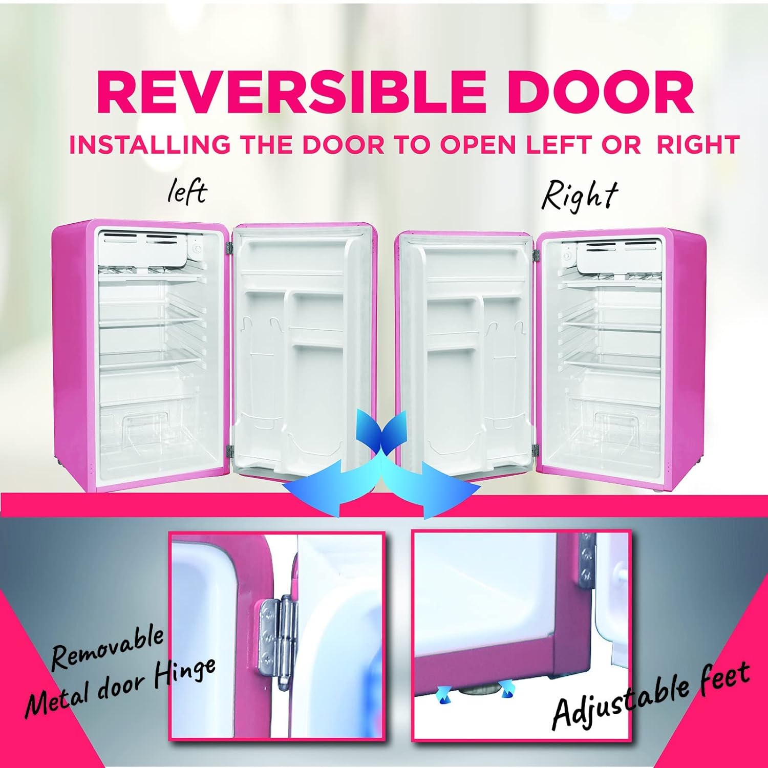 FRIGIDAIRE EFR372-PINK 3.2 Cu Ft Pink Retro Compact Rounded Corner Premium Mini Fridge FRIGIDAIRE EFR372-PINK 3.2 Cu Ft Pink Retro Compact Rounded Corner Premium Mini Fridge