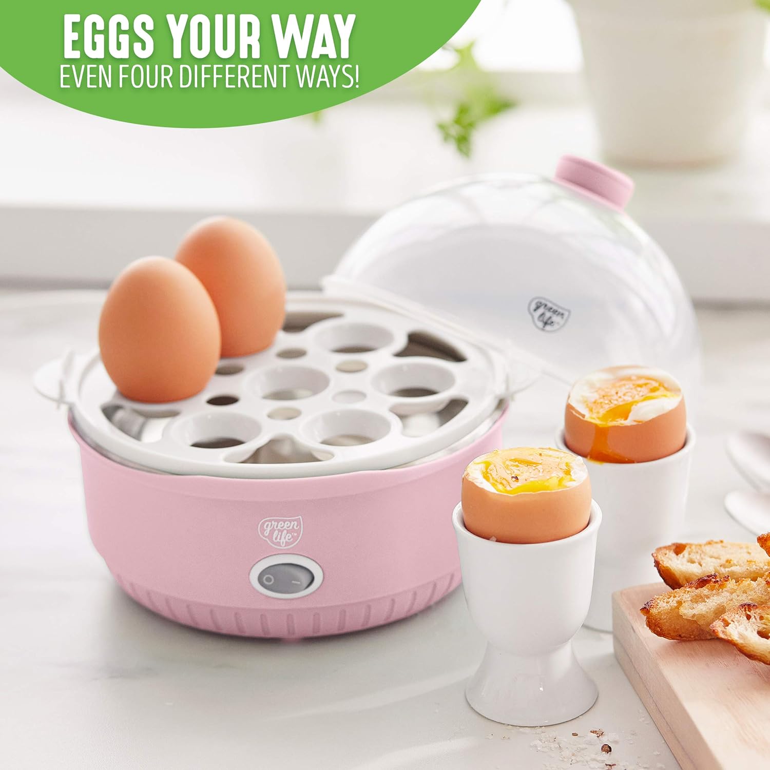 GreenLife 3-in-1 Breakfast Maker Station, Healthy Ceramic Nonstick Dual Griddles for Eggs Meat Sausage Bacon Pancakes and Breakfast Sandwiches, 2 Slice Toast Drawer, Easy-to-use Timer, Turquoise