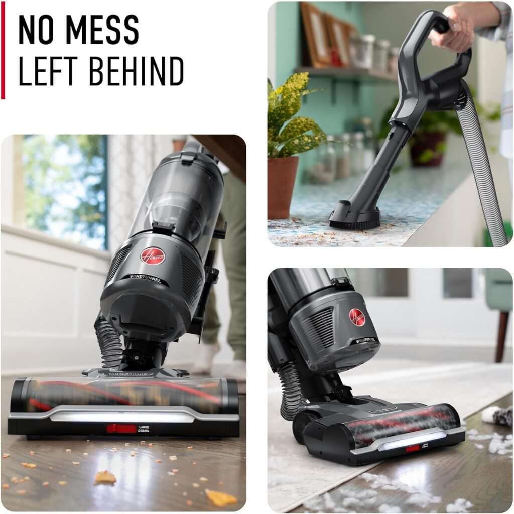 Hoover WindTunnel Cord Rewind Pro Bagless Upright Vacuum Cleaner, For Carpet and Hard Floors, UH71300V, Black
