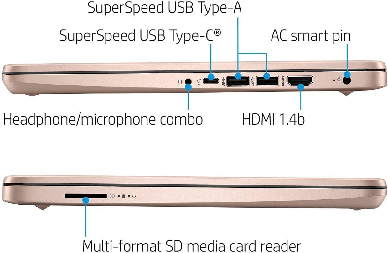 HP Newest 14 HD Laptop, Windows 11, Intel Celeron Dual-Core Processor Up to 2.60GHz, 4GB RAM, 64GB SSD, Webcam(Renewed)