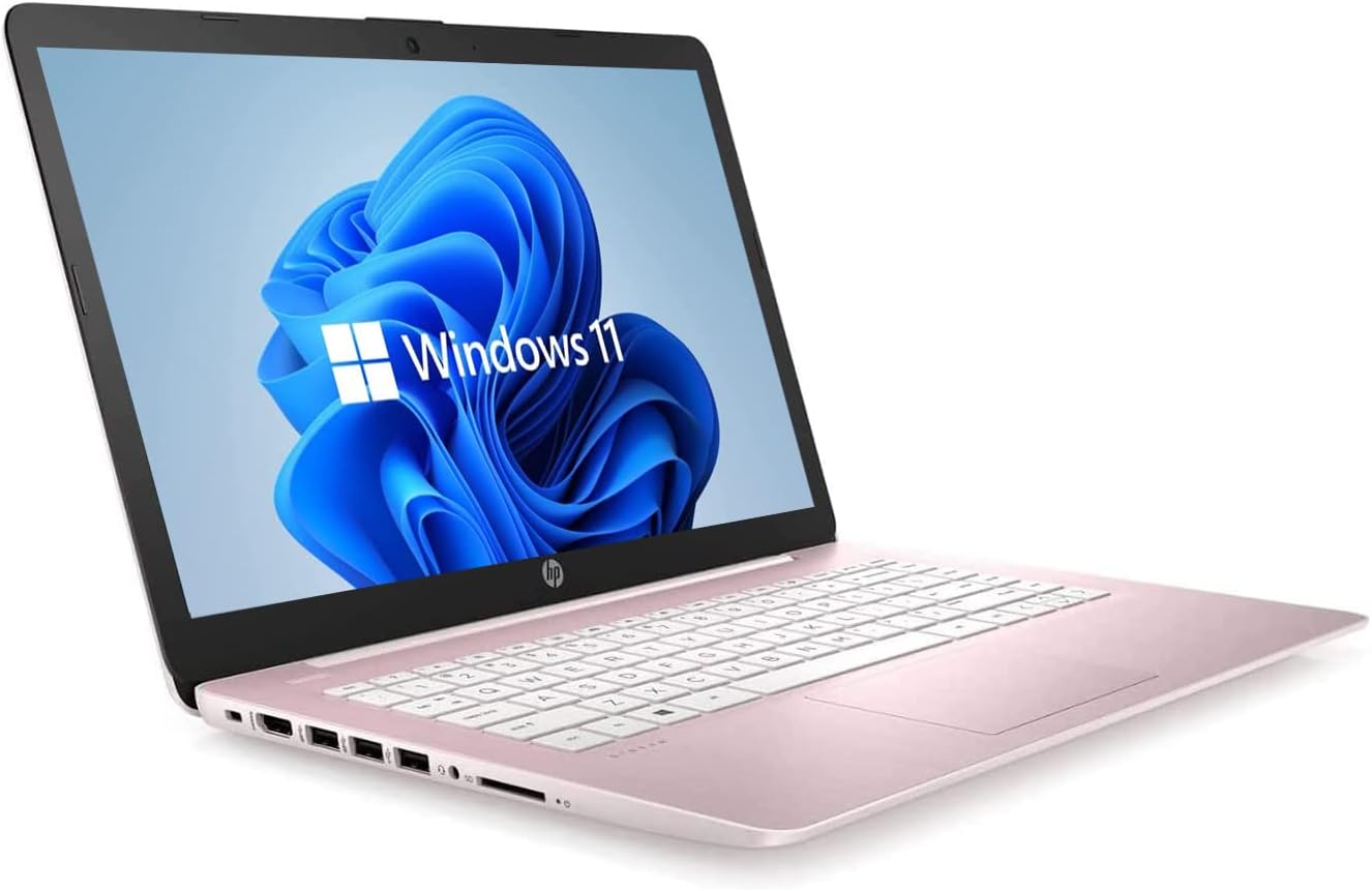 HP Newest 14 HD Laptop, Windows 11, Intel Celeron Dual-Core Processor Up to 2.60GHz, 4GB RAM, 64GB SSD, Webcam(Renewed)