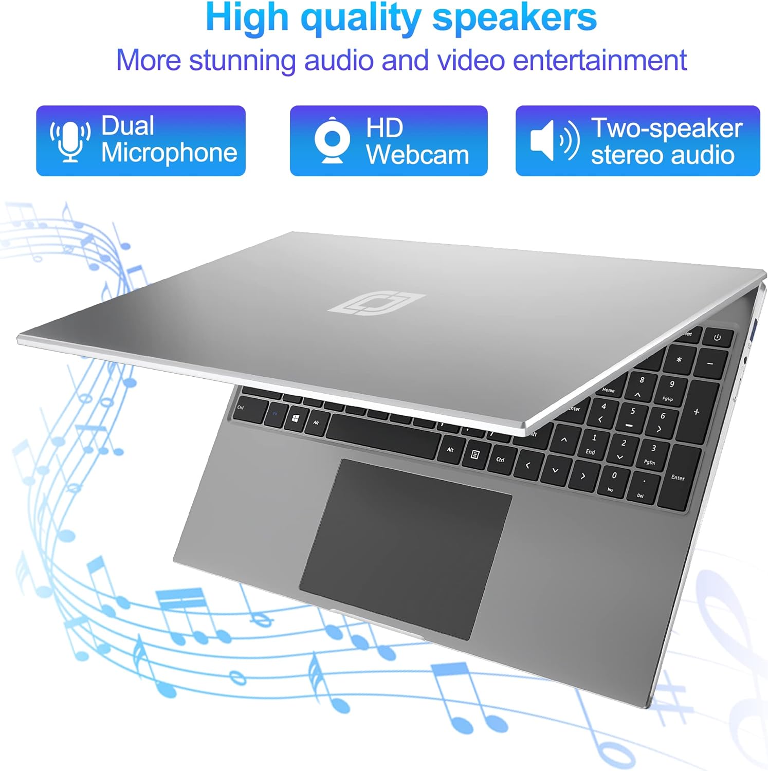 jumper Laptop, 16 Inch FHD IPS Screen, Intel Celeron Quad Core CPU, 4GB LPDDR4 128GB Storage, Laptops Computer with Four Stereo Speakers, Type-C, Numeric Keypad, Office 365 1-Year Subscription.