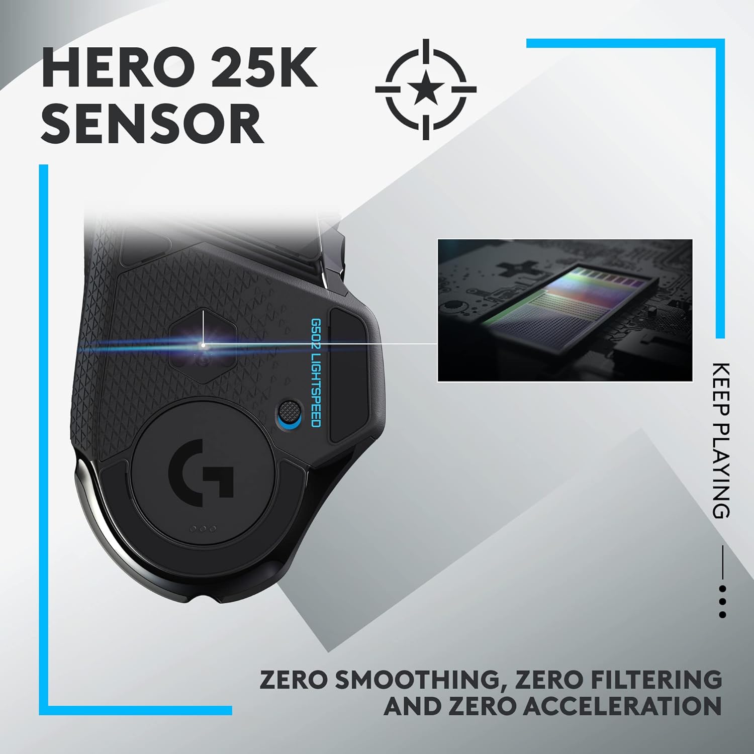 Logitech G502 HERO High Performance Wired Gaming Mouse, HERO 25K Sensor, 25,600 DPI, RGB, Adjustable Weights, 11 Programmable Buttons, On-Board Memory, PC / Mac