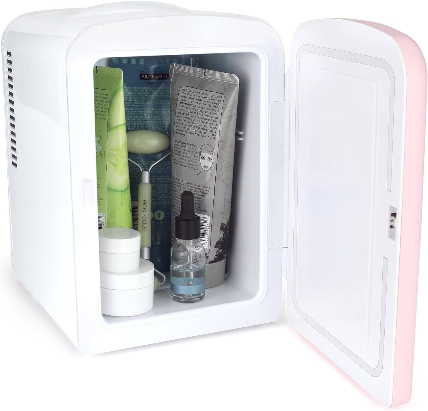 PERSONAL CHILLER Portable Mini Fridge Cooler and Warmer, 4 Liter Capacity Chills Six 12 oz Cans, Snacks, and Skincare Products, A/C Operation, 100% Freon-Free