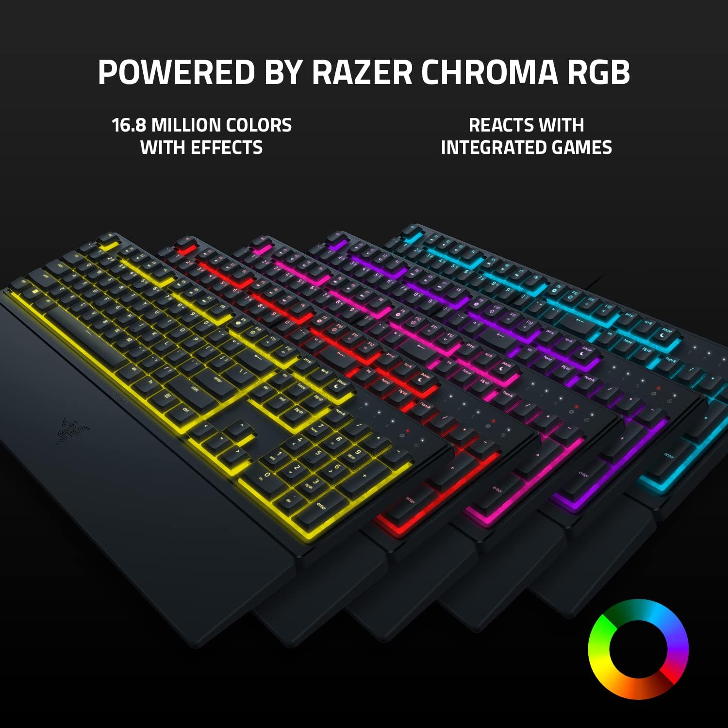 Razer RZ03-04470200-R3U1 Ornata V3 X Gaming Keyboard: Low-Profile Keys - Silent Membrane Switches - Spill Resistant - Chroma RGB Lighting - Ergonomic Wrist Rest - Classic Black