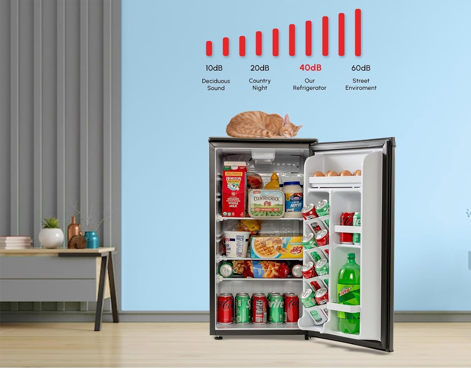 ROOMWELL E-Star 3.3 Cu Ft Mini Fridge without Freezer - AUTO DEFROST, Reversible Single Door, Glass Shelf Refrigerator - A Space-Saving Marvel for Your Bedroom, Dorm, and Office
