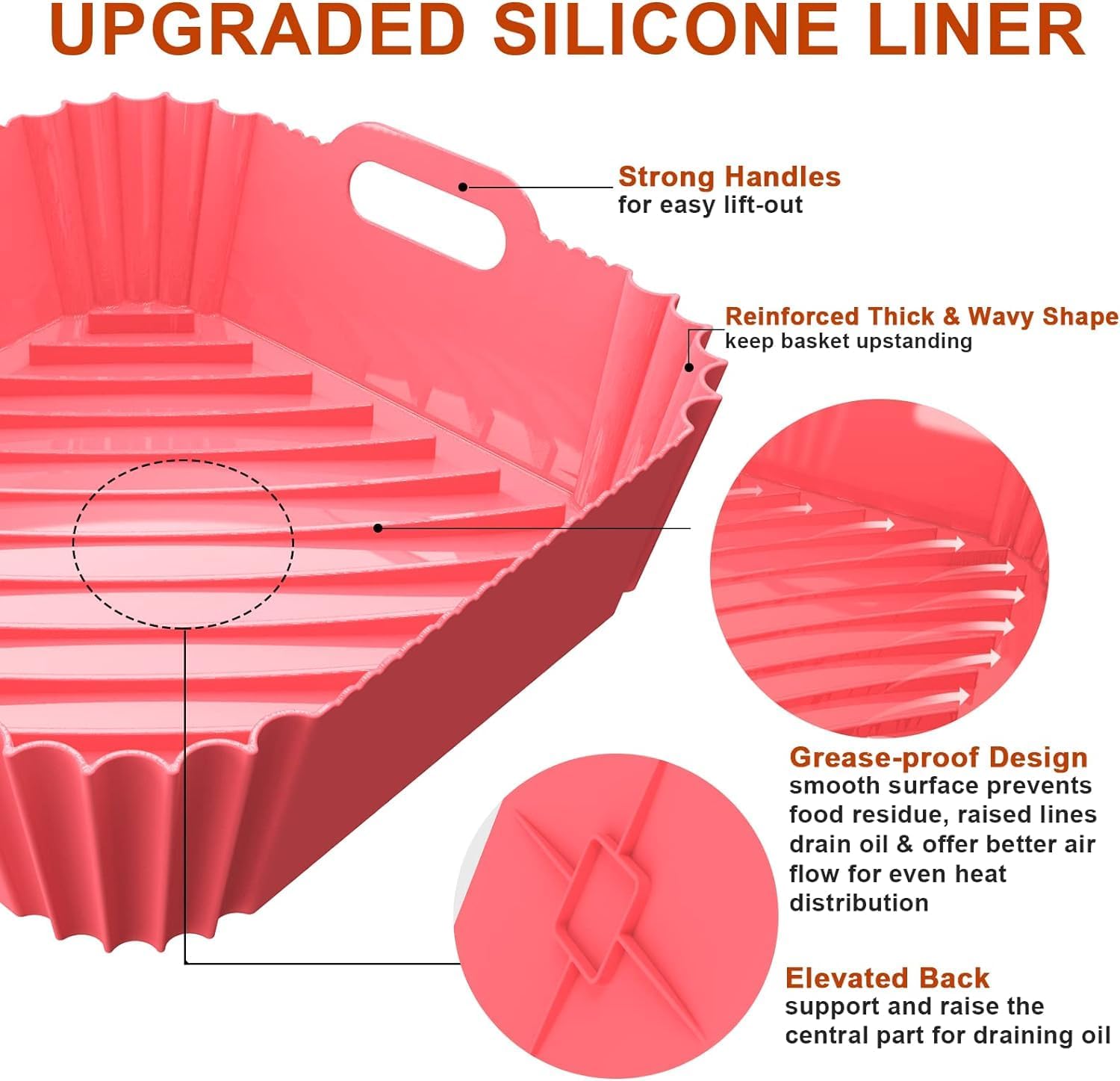 Seropy Silicone Air Fryer Liners Reusable Airfryer Liners 2 Pack 3-5 QT Silicone Pot 7.7 Inch, Air Fryer Basket Round Silicone Mat Oven Baking Tray Replace Parchment Paper for Air Fryer Accessories