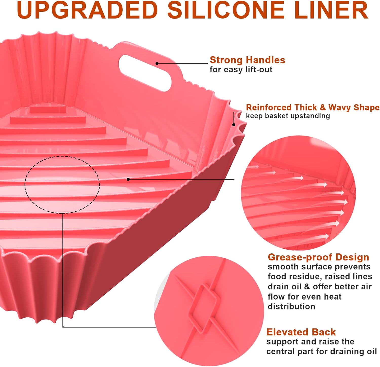 Seropy Silicone Air Fryer Liners Reusable Airfryer Liners 2 Pack 3-5 QT Silicone Pot 7.7 Inch, Air Fryer Basket Round Silicone Mat Oven Baking Tray Replace Parchment Paper for Air Fryer Accessories