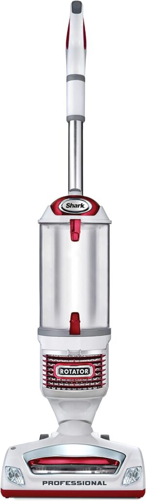 Shark NV501 Rotator Professional Lift-Away Upright Vacuum with HEPA Filter, Swivel Steering, LED Headlights, Wide Upholstery Tool, Dusting Brush Crevice Tool, White/Red, 12, 18, 14.