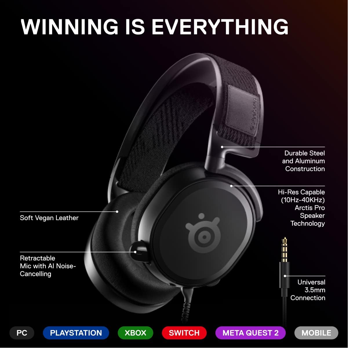 SteelSeries Arctis Prime - Competitive Gaming Headset - High Fidelity Audio Drivers - Multiplatform Compatibility,Black