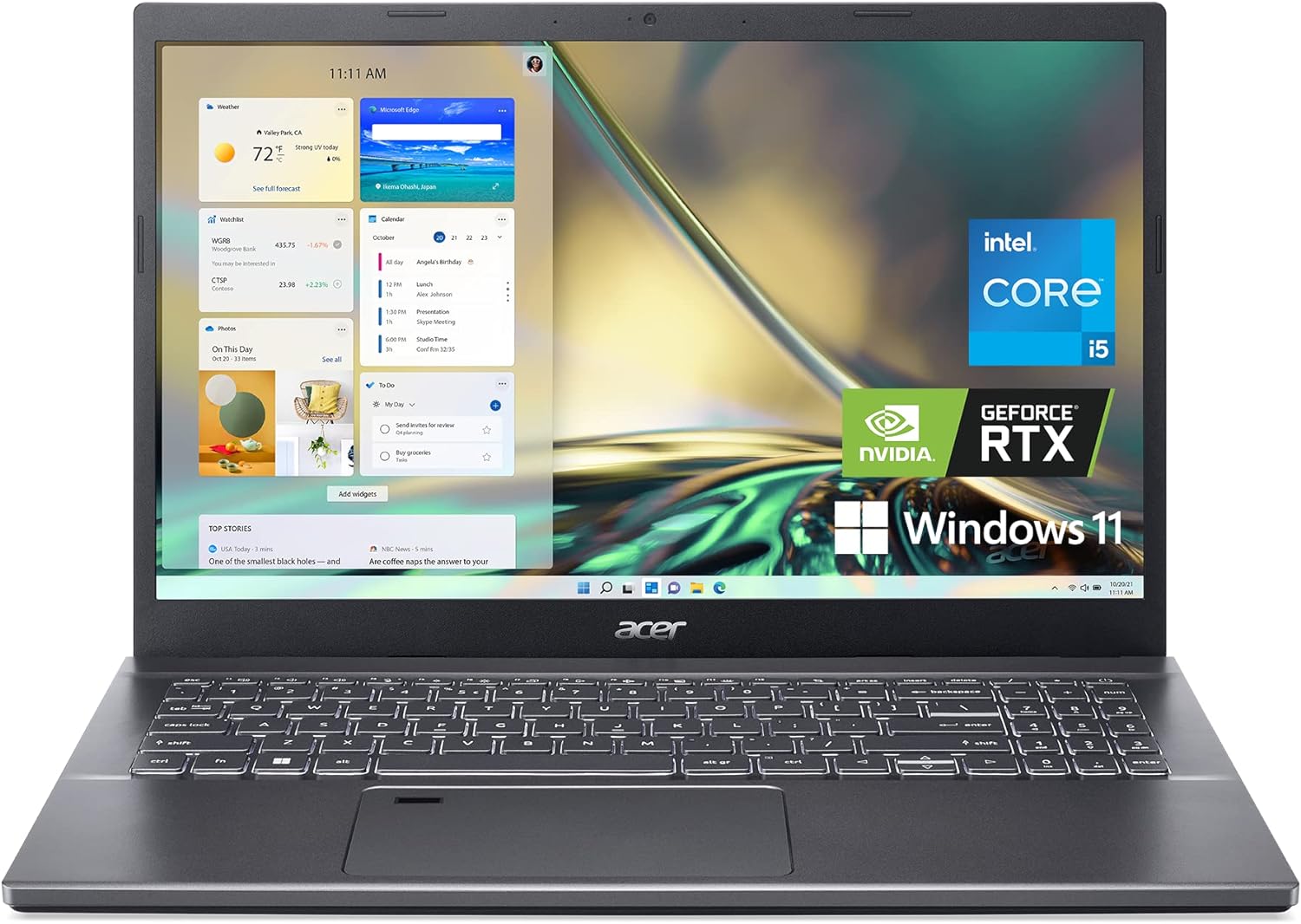 Acer Aspire 1 A115-32-C96U Slim Laptop | 15.6 FHD Display | Intel Celeron N4500 Processor | 4GB DDR4 | 128GB eMMC | WiFi 5 | Microsoft 365 Personal 1-Year Subscription | Windows 11 in S Mode, Silver