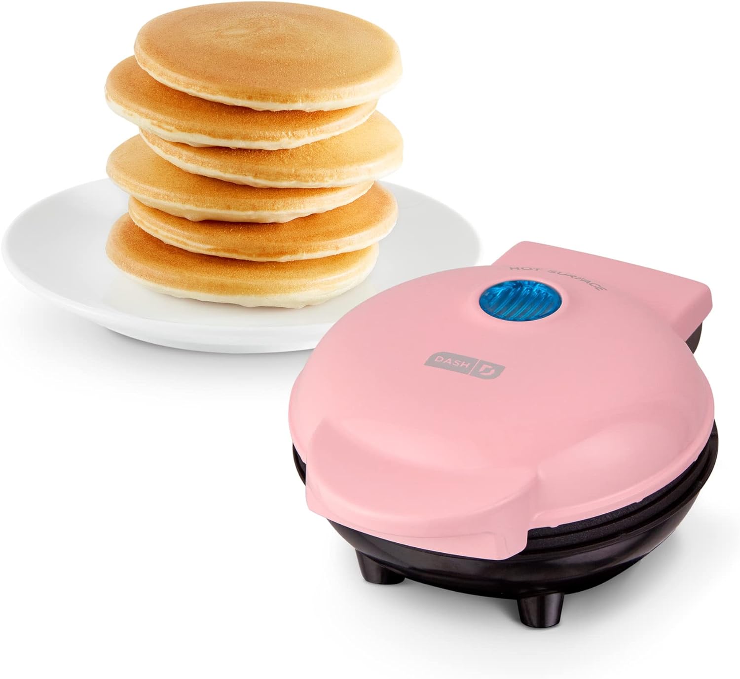 DASH Mini Maker Electric Round Griddle for Individual Pancakes, Cookies, Eggs  other on the go Breakfast, Lunch  Snacks with Indicator Light + Included Recipe Book - Pink