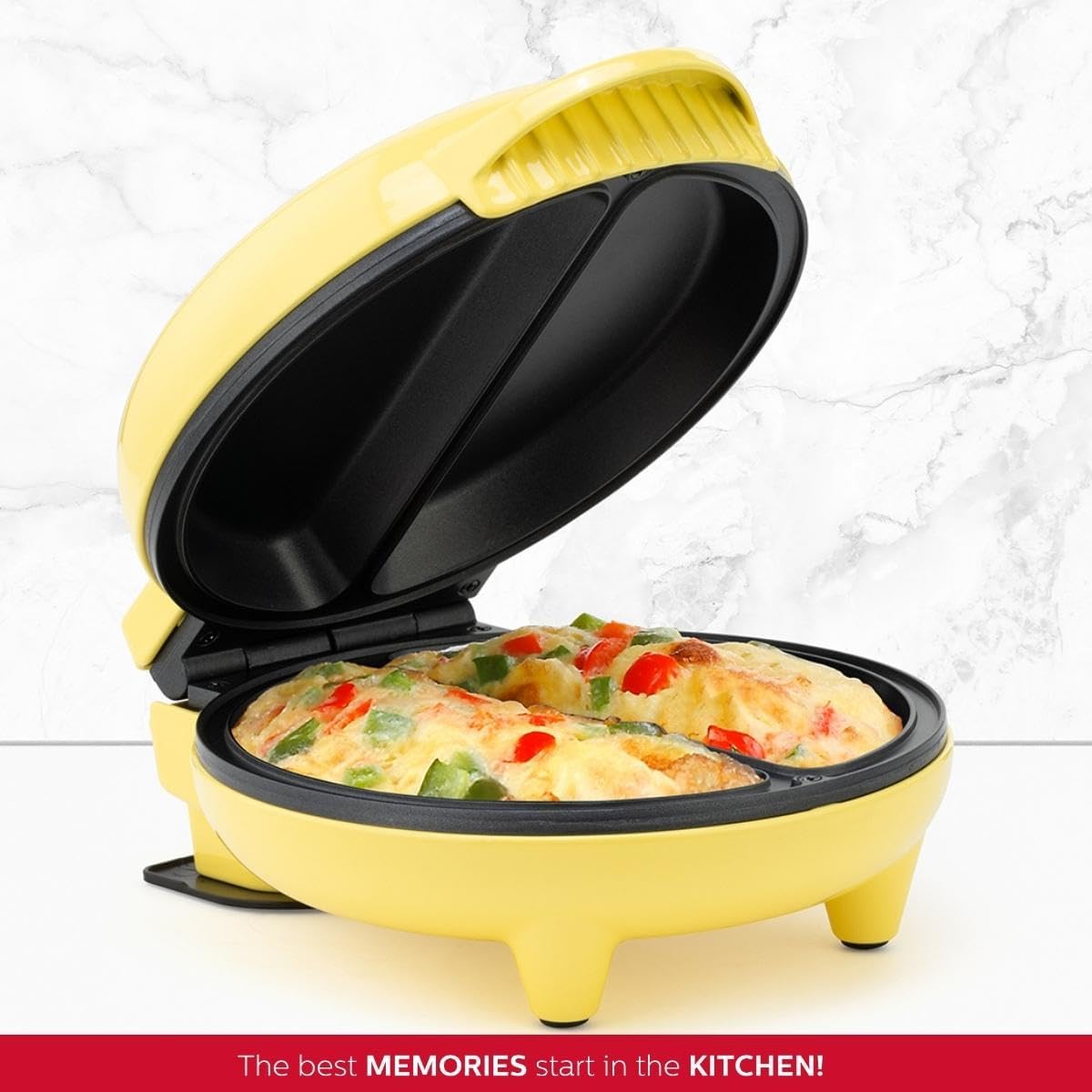 Holstein Housewares - Non-Stick Omelet  Frittata Maker, Stainless Steel - Makes 2 Individual Portions Quick  Easy (2 Section, Black)