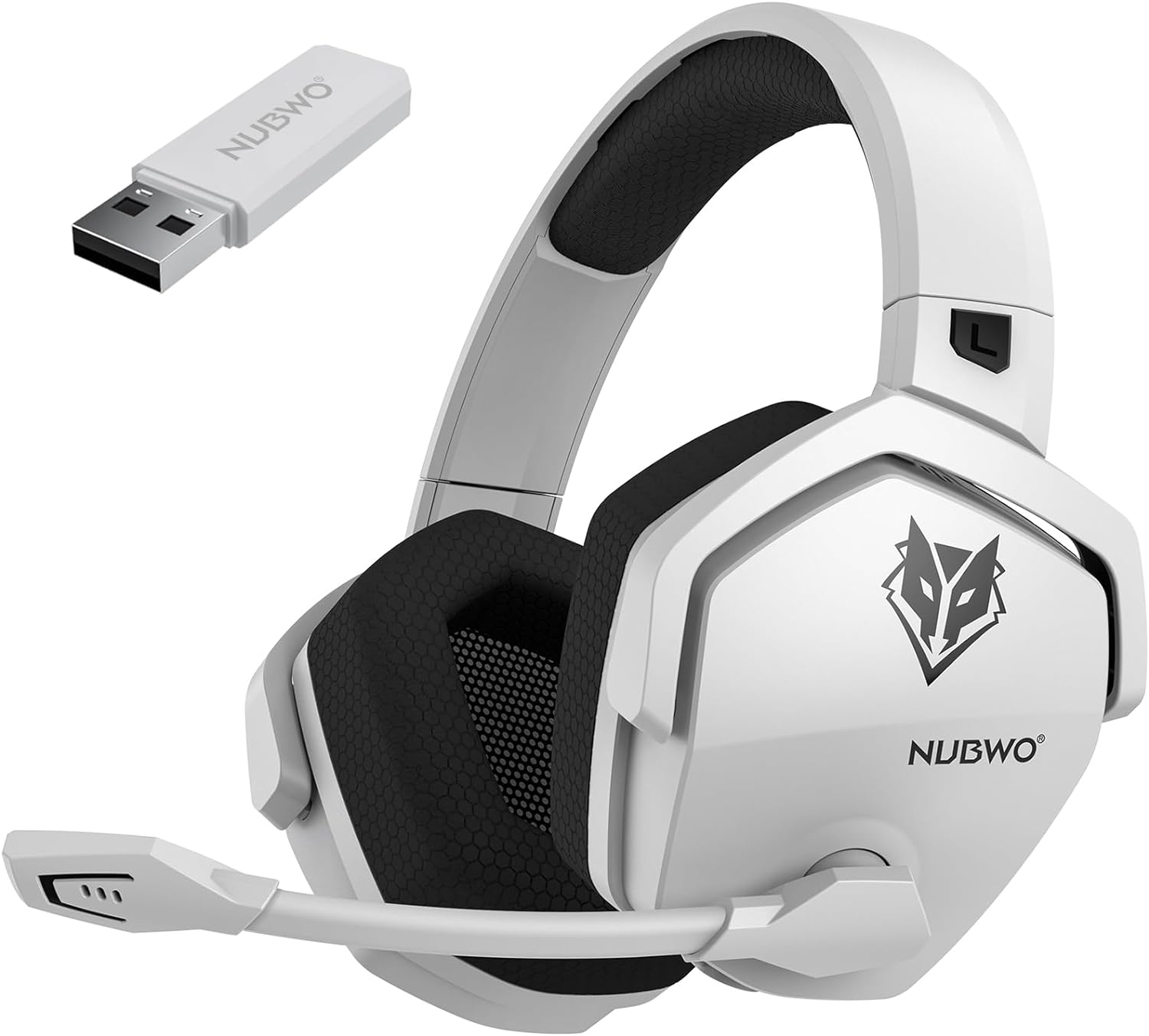 NUBWO G06 Dual Wireless Gaming Headset with Microphone for PS5, PS4, PC, Mobile, Switch: 2.4GHz Wireless + Bluetooth - 100 Hr Battery - 50mm Drivers - White