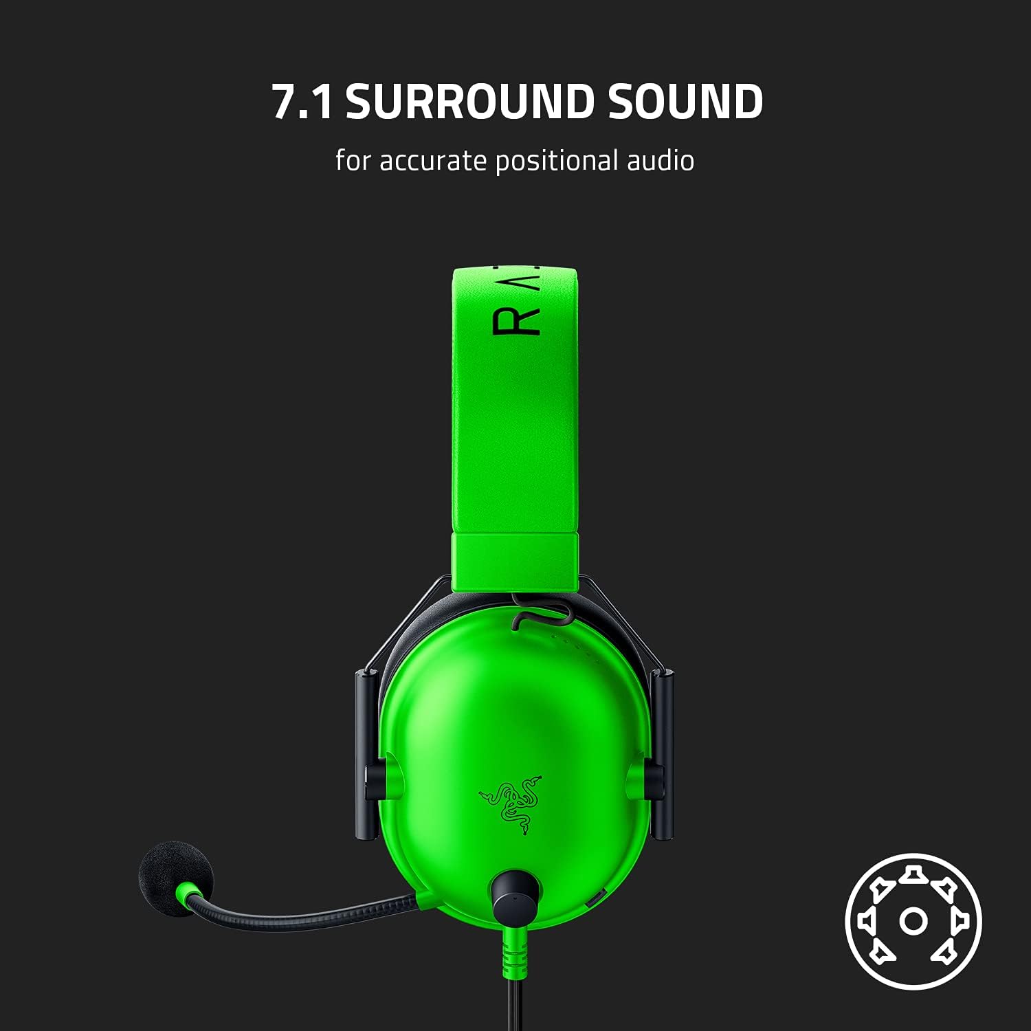 Razer BlackShark V2 X Gaming Headset: 7.1 Surround Sound - 50mm Drivers - Memory Foam Cushion - For PC, PS4, PS5, Switch - 3.5mm Audio Jack - Black