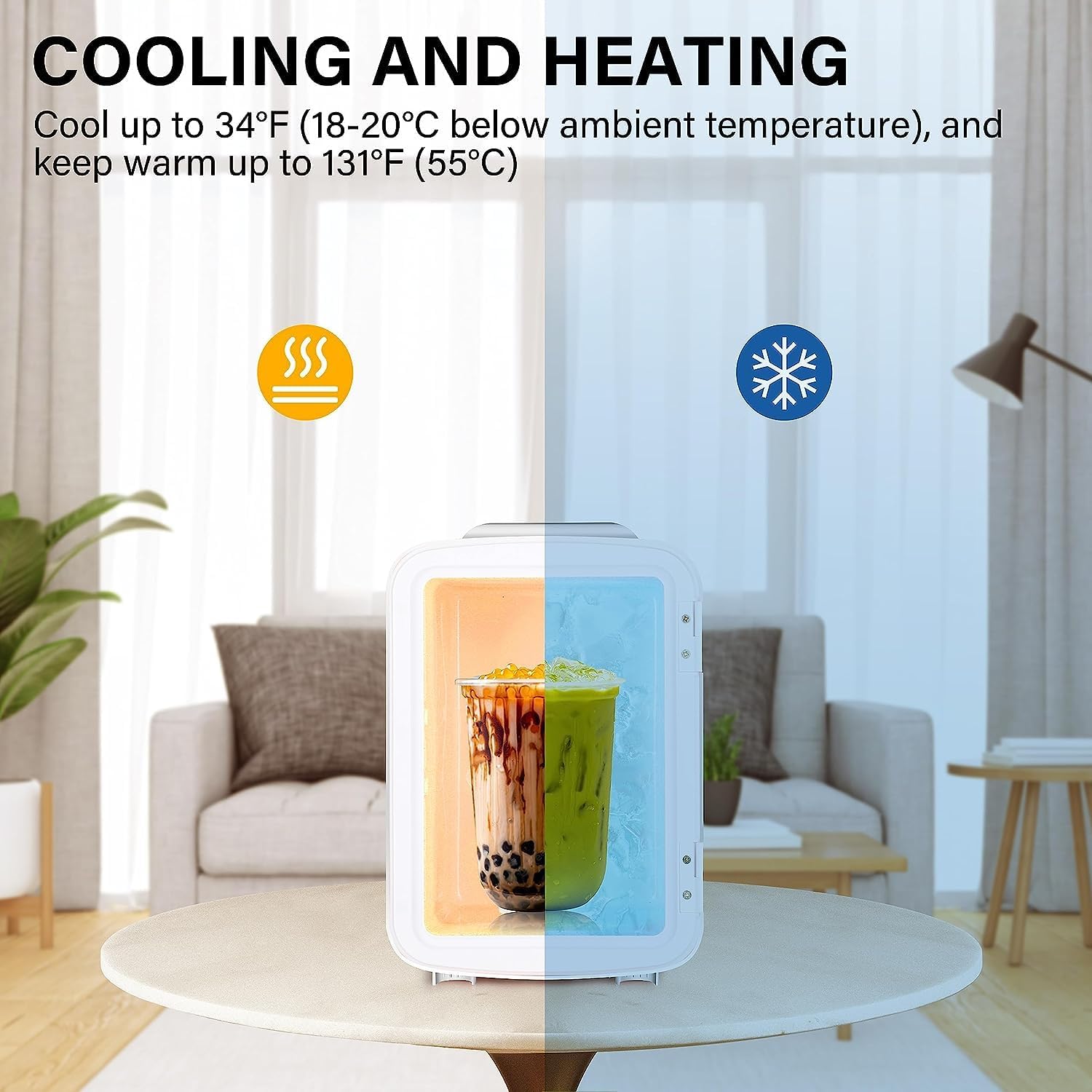 Simple Deluxe Mini Fridge, 4L/6 Can Portable Cooler  Warmer Freon-Free Small Refrigerator, Provide Compact Storage for Skincare, Beverage, Food, Cosmetics, for Bedroom, Office, Dorm, White
