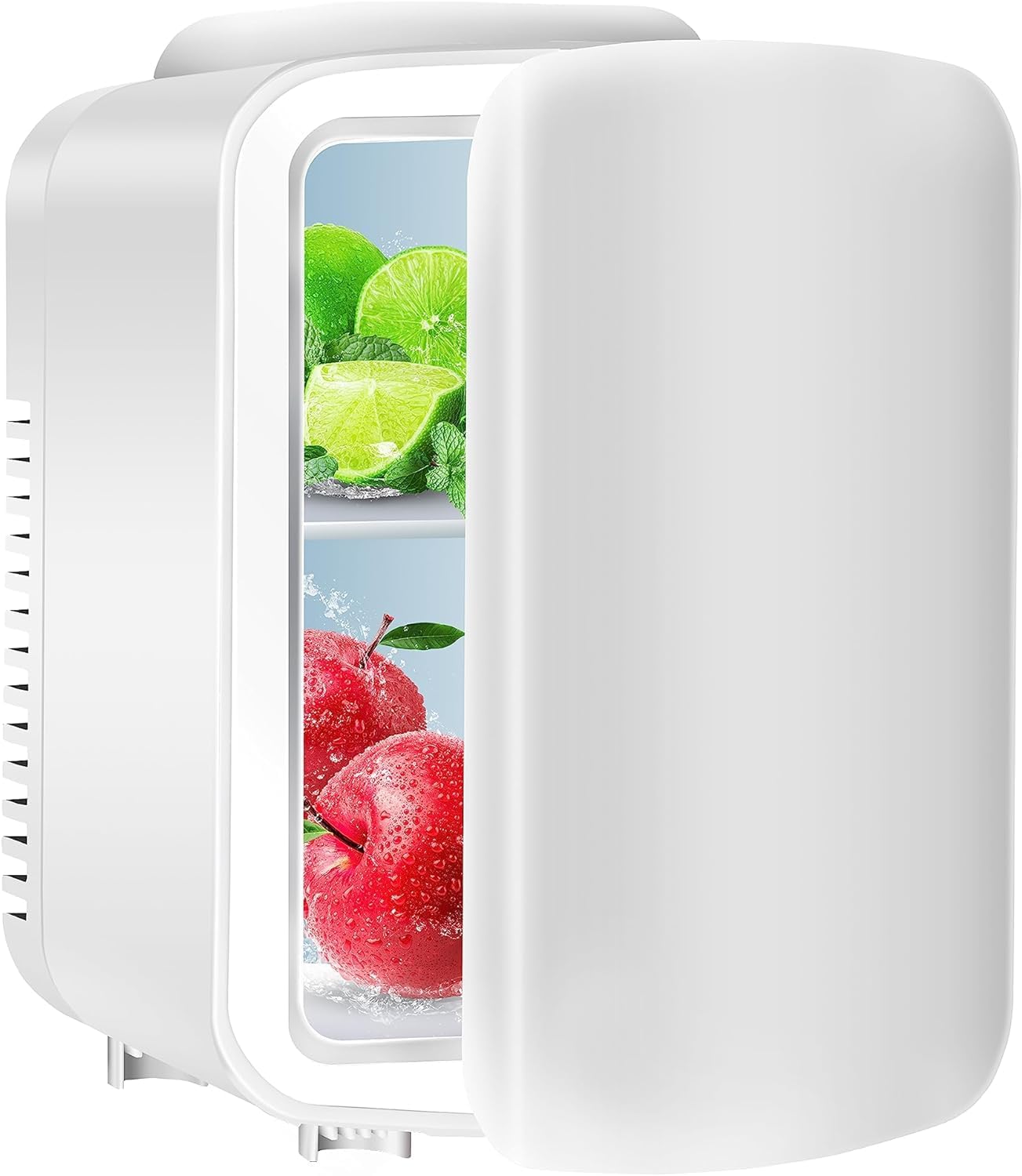 Simple Deluxe Mini Fridge, 4L/6 Can Portable Cooler  Warmer Freon-Free Small Refrigerator, Provide Compact Storage for Skincare, Beverage, Food, Cosmetics, for Bedroom, Office, Dorm, White