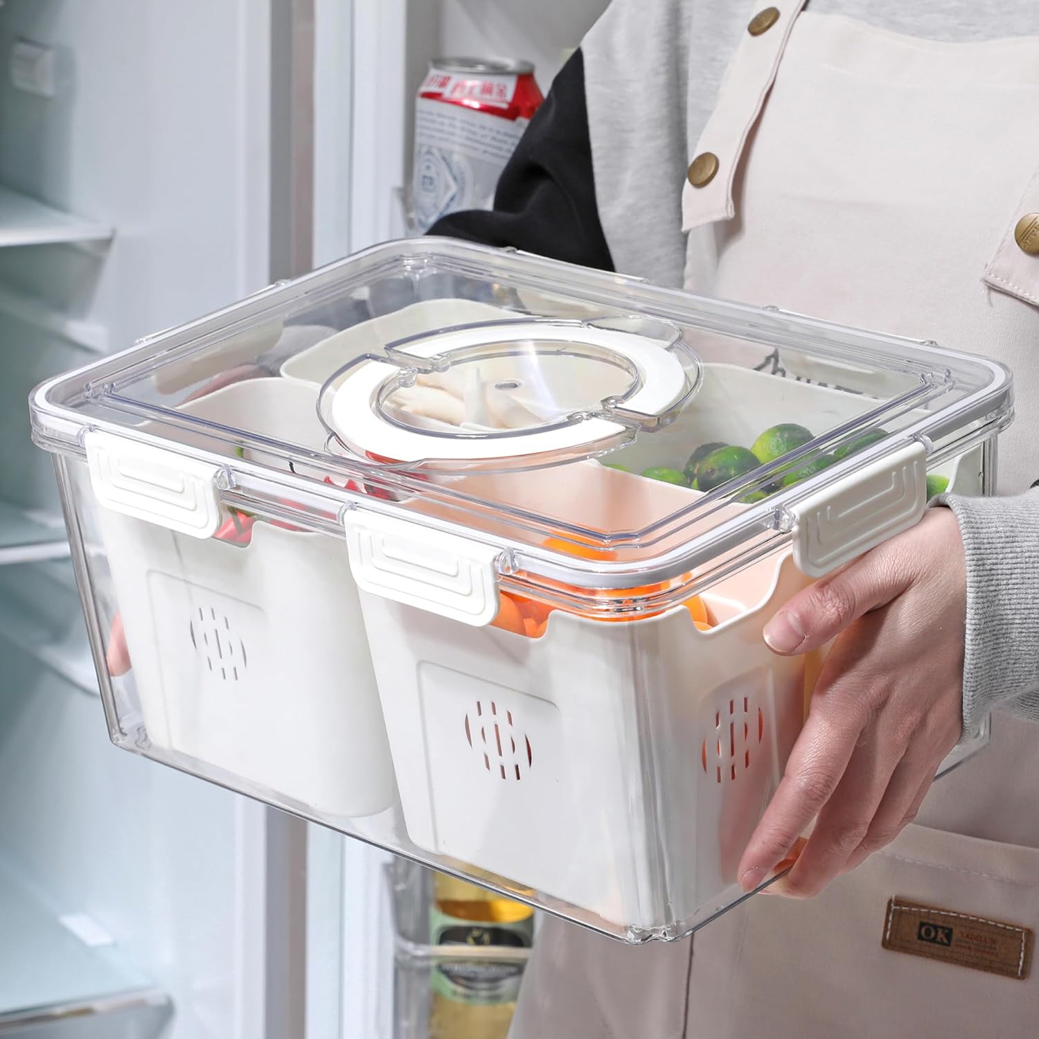 Taiuloo Airtight Fruit Storage Containers for Fridge with Lids Handle, BPA-Free Food Storage Container with 4 Removable Colanders, Berry Vegetable Fresh Produce Saver, Refrigerator Organizer Bins Taiuloo Airtight Fruit Storage Containers for Fridge with Lids Handle, BPA-Free Food Storage Container with 4 Removable Colanders, Berry Vegetable Fresh Produce Saver, Refrigerator Organizer Bins